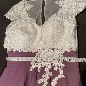 Women’s Ivory Lace Top Chiffon V-Neck with Cap Sleeves Dress Size 4 NWT thumbnail 9