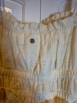Roxy Cream‎ Tiered Maxi Dress with Adjustable Spaghetti Straps m NWT thumbnail 5