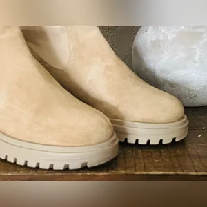 Steve Madden Hesitant Sand Suede Block Heel Pull On Mid Calf Fashion Boots Sz8 thumbnail 11