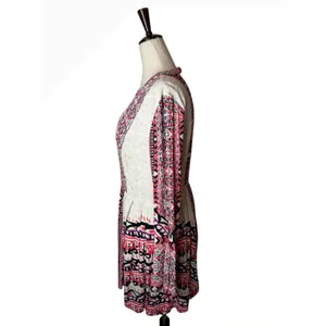 Free People Teagan Cut Out Mini Dress Women 6‎ Pink Geometric Boho Bell Sleeve thumbnail 7