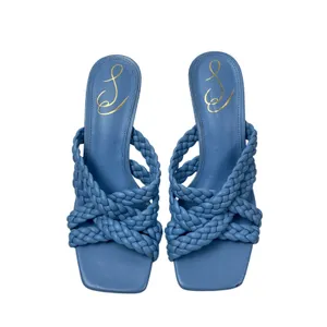 Sam Edelman Marjorie Women's Blue Braided Square Toe Stiletto Heel Sandals 7 thumbnail 2