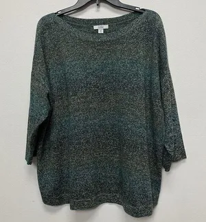 Croft & Barrow Knit Blouse Women 2X Green 3/4 Sleeve Preppy Casual Galaxy Stripe thumbnail 1