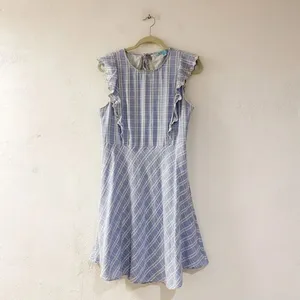 Draper James Linen Embroidered Dress in Blue White Size 14 thumbnail 2