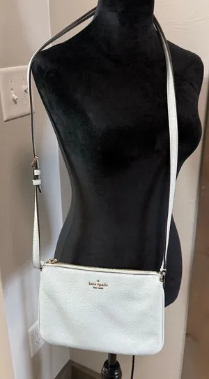 Kate Spade New York Crossbody Bag Purse Small Powder Blue Leather Triple Gusset‎ thumbnail 1