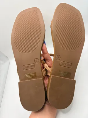 Steve Madden Bronze Beaded Strappy Slide Sandals Boho Glam Resort Summer Size 7 thumbnail 6