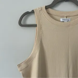 Nordstrom Stretch Pima Cotton Rib Knit Sleeveless Midi Dress Burnt Beige L thumbnail 6