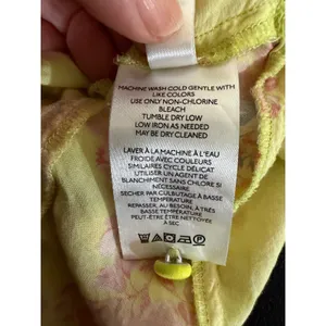 Maeve Anthropologie Ashlee Ruffled Blouse‎ 12 Yellow Floral V-Neck Sleeveless thumbnail 8