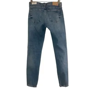 ✨Zara Mid Rise Skinny Ankle Sz 6 Jeans Raw Hem Dark Wash Distressed Destroyed✨ thumbnail 5
