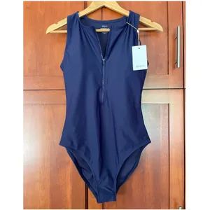 Quince Italian Zip Front One Piece Swimsuit Deep Navy Blue Size Medium NEW thumbnail 2