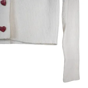 Witty Fox Women's S Rhinestone Heart Button Up Cropped Cardigan Sweater thumbnail 5
