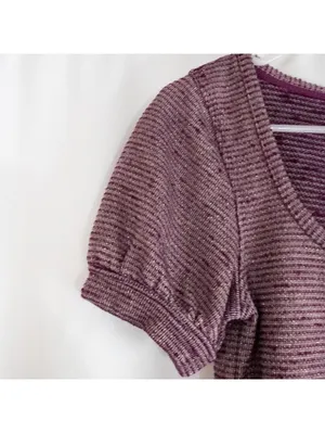 Free People Metallic Ribbed Scoop Purple Top Women Small thumbnail 4