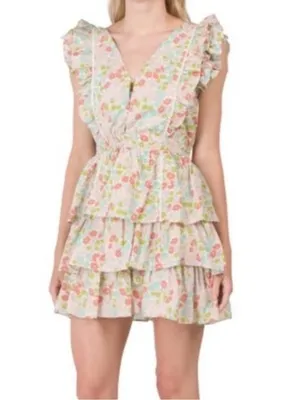 Love the Label Ines‎ Floral Ruffle Tiered Mini Dress Small thumbnail 4