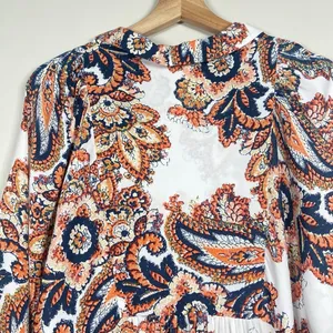 Free People Say‎ You Love Me Mini Dress Size M Orange Combo Paisley Boho Flowy thumbnail 7