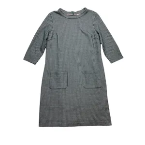Boden size 16 boat neck Classic green white teal Houndstooth Shift Dress thumbnail 2
