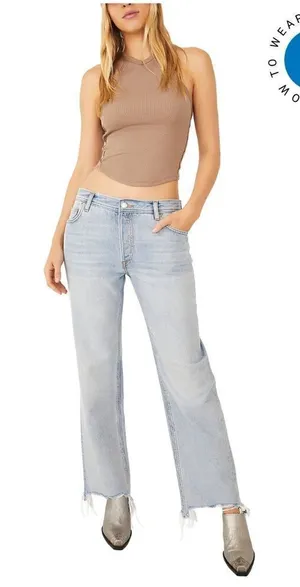 NWT We the Free‎ Maggie Ripped Crop Straight Leg Jeans size 24” thumbnail 1