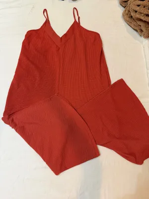 Eyeshadow Rust Ribbed Culotte Jumpsuit Size Medium thumbnail 1