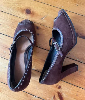 Aerosoles Peep Toe Pump Suede Brown Comfort Shoe 8 transpose thumbnail 1