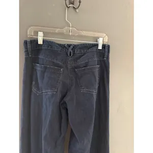 Goldsign Orchid Wide Leg Tall Jeans Dark Wash Blue Flare Denim 28 Made in USA thumbnail 6