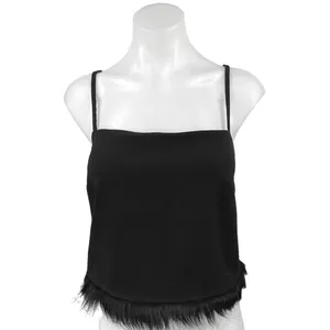 ASOS Urban Revivo Faux Fur Feather Square Neck Camisole Crop Tank Top Size 8 thumbnail 3