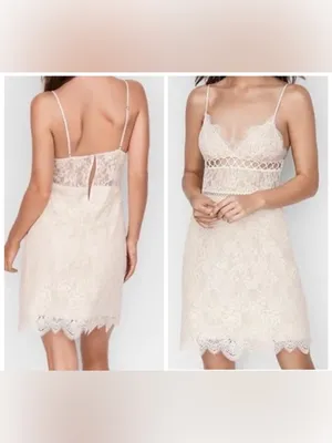 Victoria’s Secret Slip Dress Small Lace Ivory Sheer Chemise Coquette Whimsical thumbnail 2