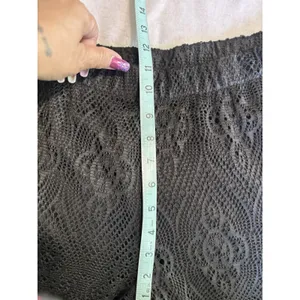 No Boundaries Lace Crochet Swim Cover Up Pants Size XL NWT Black Under Shorts Elastic thumbnail 7