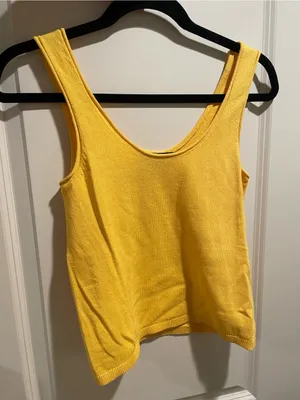 Zara Fine Knit Tank Top - Yellow thumbnail 1