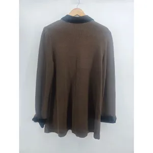J.S.S. Cardigan Jacket Womens‎ L Wool Blend Brown Pom Pom EUC Size L thumbnail 3