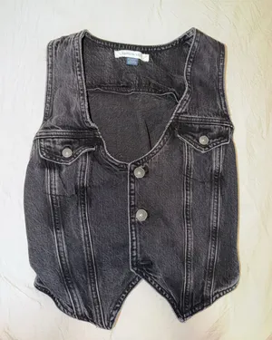 Black Washed Denim Jean Vest - Classic Casual thumbnail 1