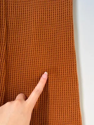 Aerie Orange Waffle Knit Wide Leg Pants Women's Medium Long thumbnail 2
