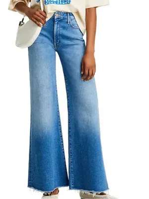 MOTHER The Roller Fray Wide Leg Jeans in Fan Favorite Sz 28 thumbnail 5