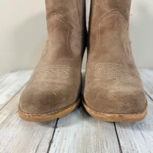 Dolce‎ Vita Brown Suede Western Ankle Boots Stacked Block Heel Booties Size 7.5 thumbnail 9