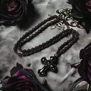 1pc Classic‎ Religious Style Christian Cross Fashion Obsidian Pendant Necklace thumbnail 11