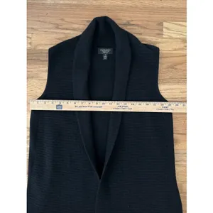 Charter‎ Club Luxury 100% Cashmere Black Duster Sweater Vest Ribbed thumbnail 9