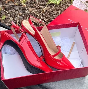 Kelly & Katie Glossy Red Slingback Heels thumbnail 1