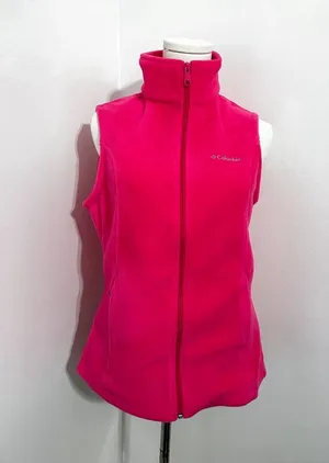 Women’s Columbia Full Zip Hot Barbie Pink Fleece Vest Small thumbnail 1