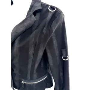 Killstar Black Shadow Stripe D-Ring Gothic Cropped‎ Blazer Jacket Womens Large thumbnail 3