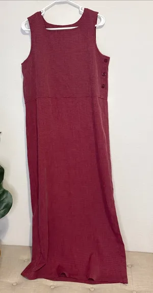 Sleeveless Maxi Dress in Deep Red plaid/gingham 10 thumbnail 1