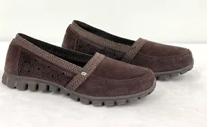 Skechers EZ Flex Chocolate Brown Suede Perforated Slip On Loafers 8.5 thumbnail 1