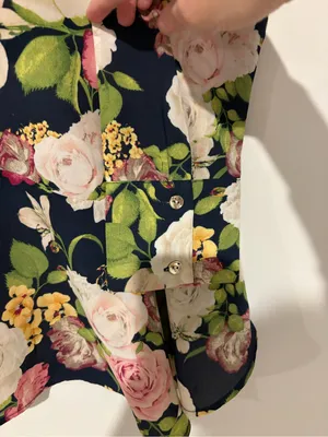CATO Ruffled Rose Print Tunic Assymetrical Flowy Modern blouse pink blue medium‎ thumbnail 5
