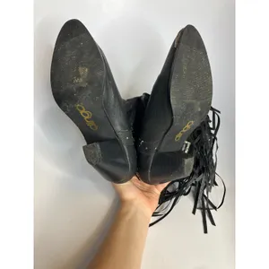 Dingo leather black‎ fringe cowboy boots western women's size 9.5 Festival rodeo thumbnail 5
