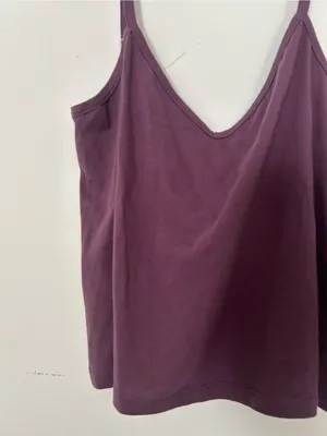 ☀️3/$25 Richer poorer purple Vneck tank top large cotton USA thumbnail 2