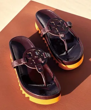 Tory Burch Miller Cloud Lug Flip Flop In Plum / Orange Citrine 6 thumbnail 1