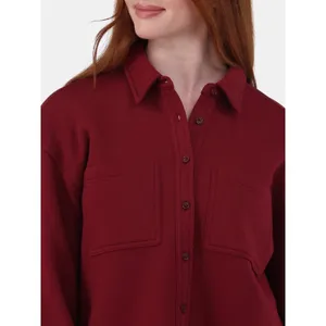 No Boundaries Womens Shacket Size M 8-10 Red Wine Fleece Button Up Cozy NWT thumbnail 5