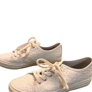 Tommy Hilfiger Toni Monogram Canvas Sneakers White Lace Up Women's 8.5M in GUC thumbnail 5