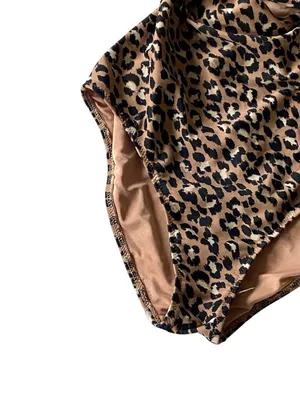 Aerie Leopard Print One Piece Swimsuit Beige Size XS Beach Vacation Resortwear thumbnail 5