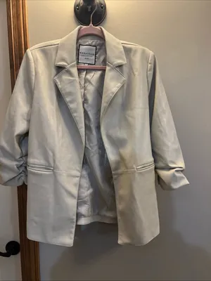 bagatelle Cream Vegan Leather Blazer Jacket thumbnail 1