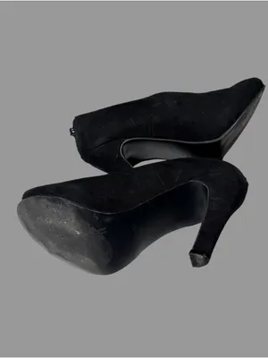 Nine West Black Suede Peep-Toe Stiletto Heels thumbnail 8