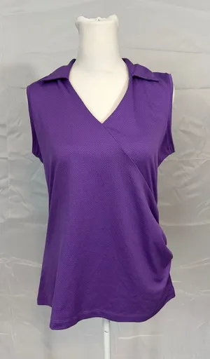 Lady Hagen Women's Golf Tank Top With Ruched Side Size Small Purple Polka Dot thumbnail 1