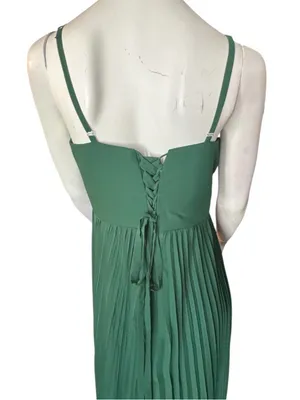 Latena Sweetheart Neckline Spaghetti Strap Pleated Formal Green Size 18 NWT thumbnail 5