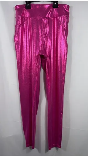 Halara Metallic Hot Pink High Rise Leggings M NWT thumbnail 1